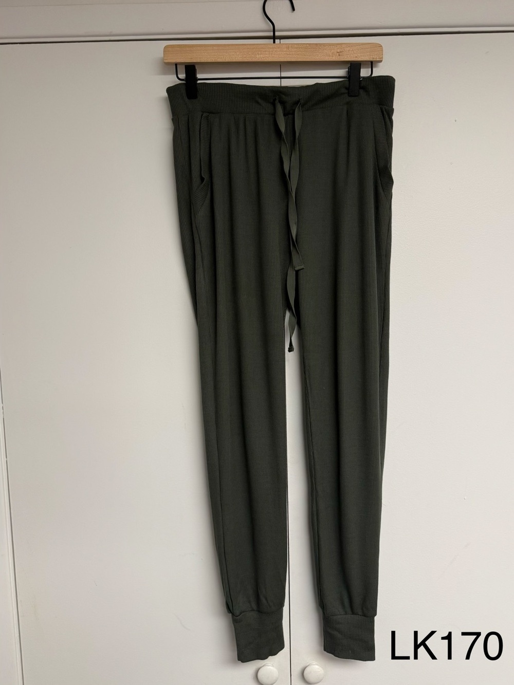 Terez Waffle Knit Jogger Pants Dark Green Size Small